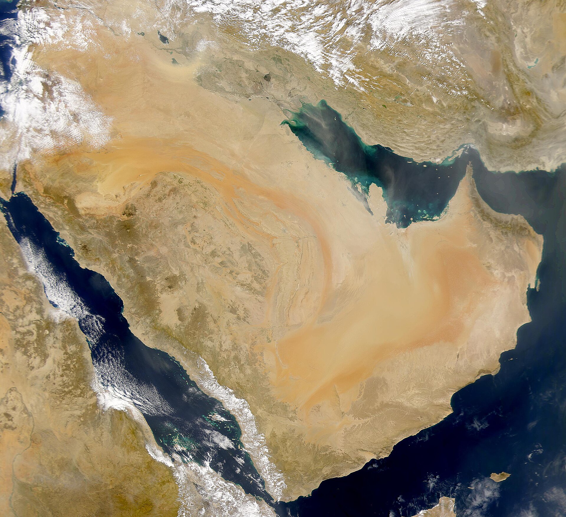 Satellite view of the Arabian Peninsula