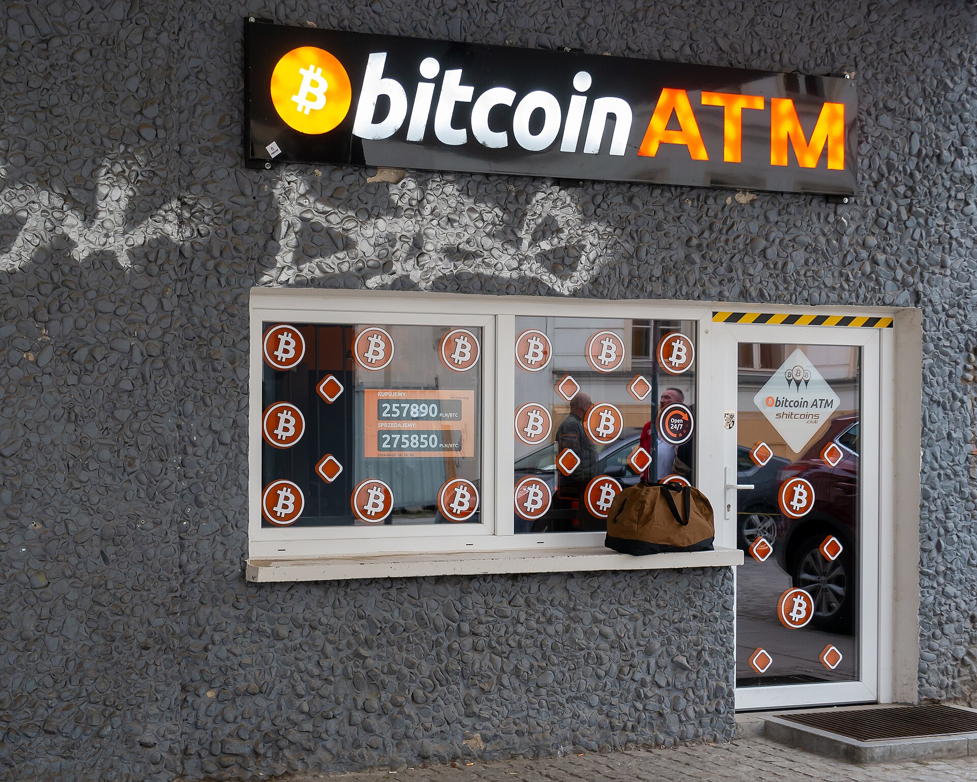 A Bitcoin ATM storefront in Wrocław, Poland