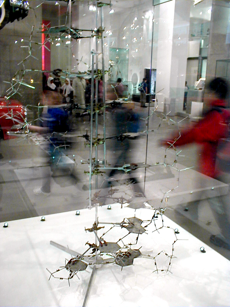 The original 1953 Watson–Crick DNA model on display at the Science Museum, London