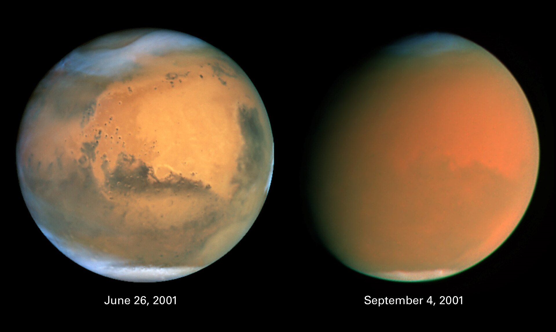 Hubble Space Telescope view of Mars during a global dust storm
