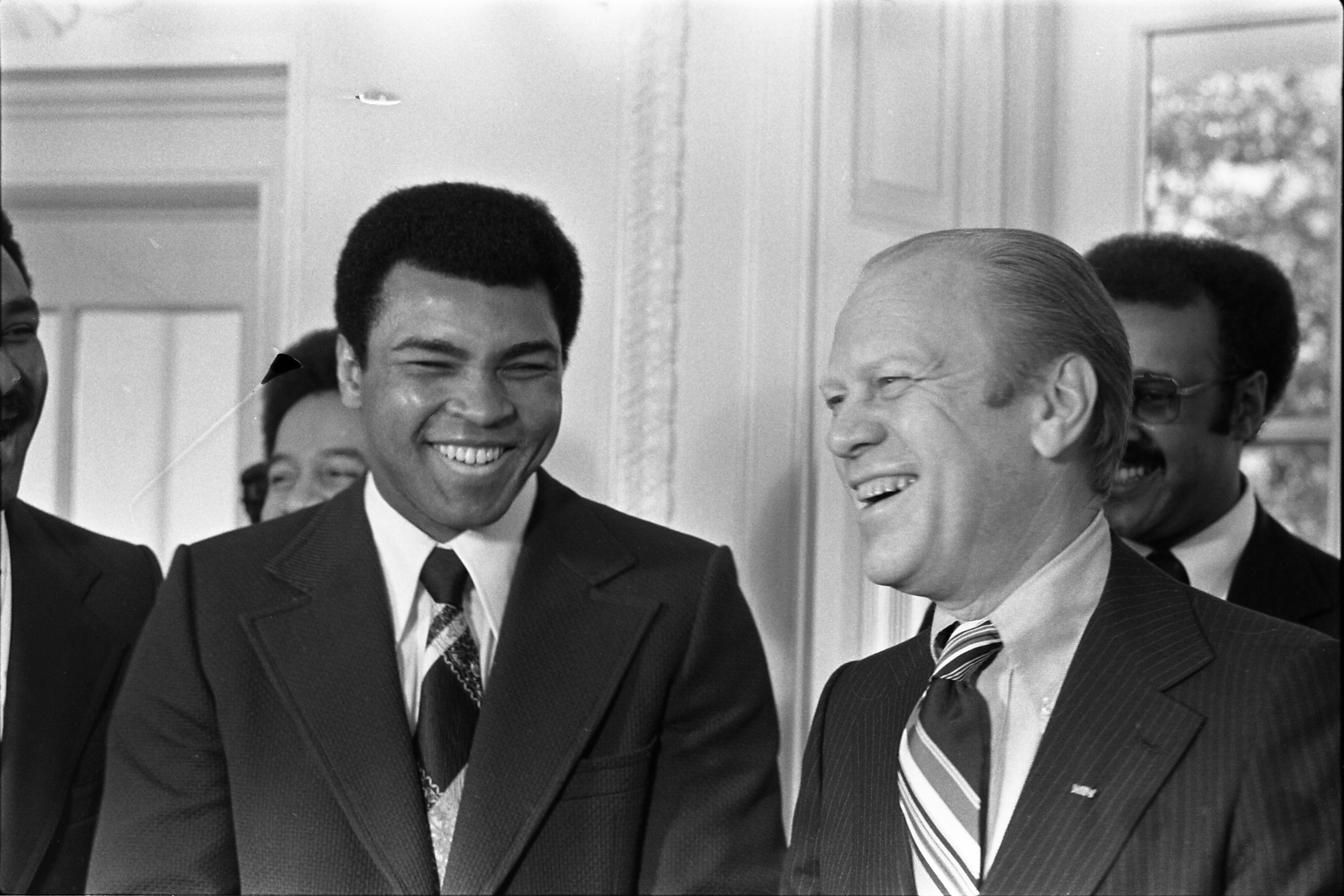 President Gerald R. Ford and boxer Muhammad Ali in the Oval Office, December 10 1974