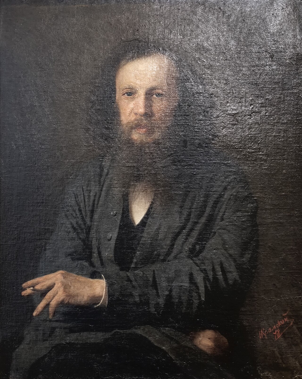 Oil portrait of Dmitri Mendeleev, painted by Ivan Kramskoi in 1878