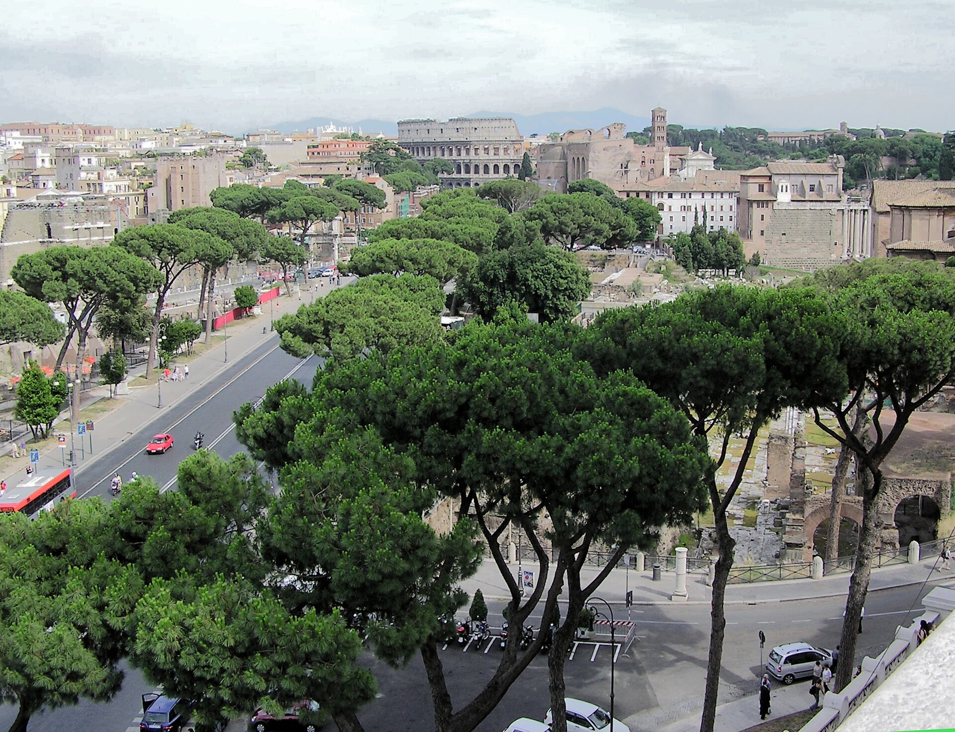 The Colosseum in Rome, viewed from the Victor Emmanuel II Monument
