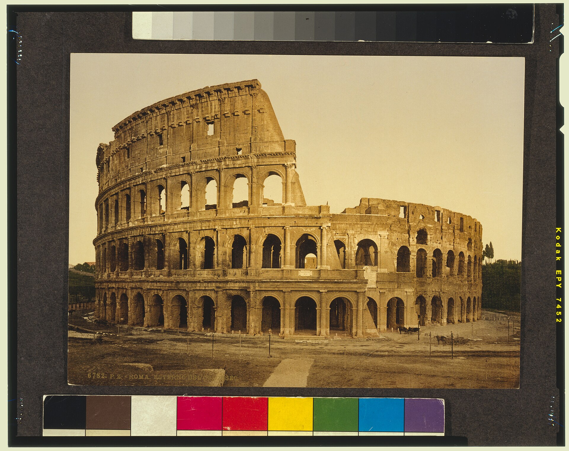 The Colosseum in Rome, a photochrom print of about 1898 showing the amphitheatre from the outside