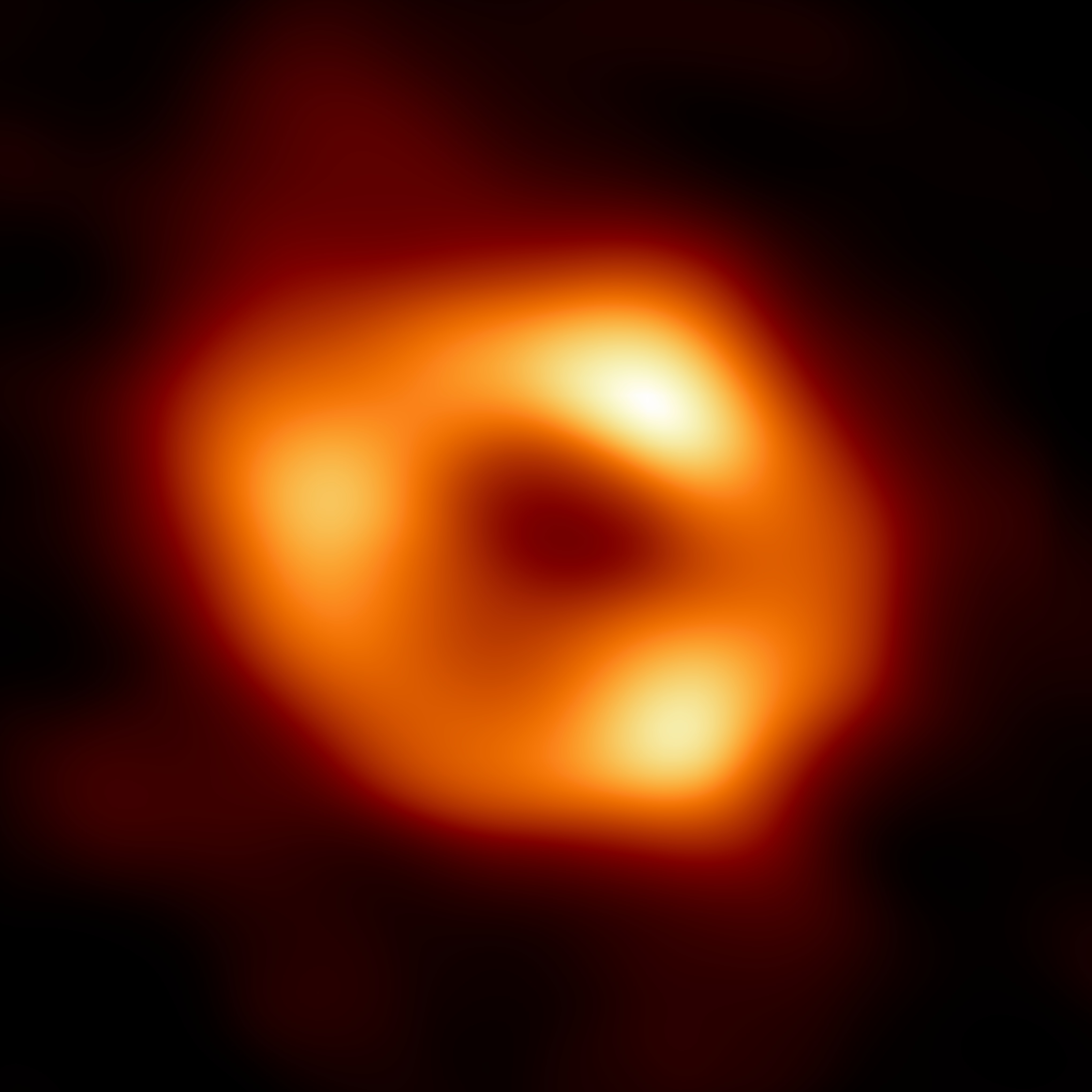 The first image of Sagittarius A*: a glowing ring around a dark centre — the supermassive black hole at the heart of the Milky Way
