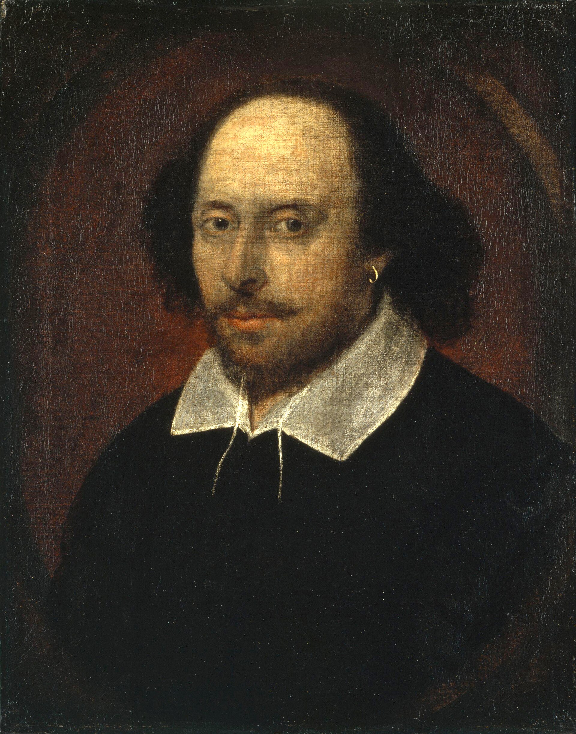 The Chandos portrait of William Shakespeare, oil on canvas, early 17th century