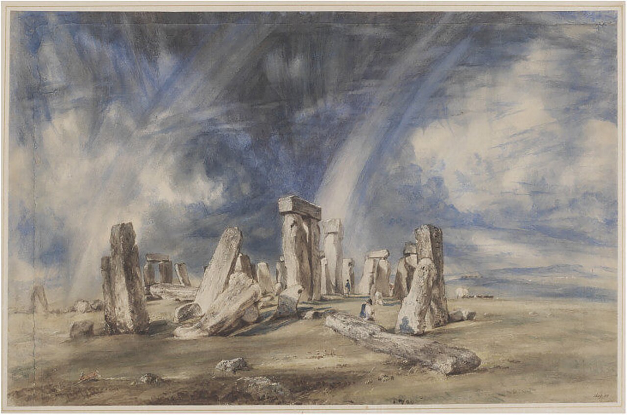 John Constable's 1835 painting of Stonehenge under a stormy, rainbow-streaked sky